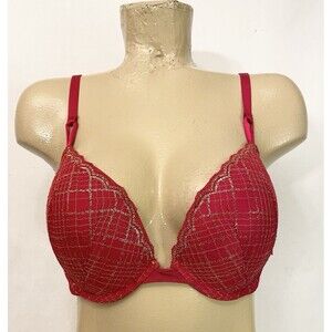 Victoria’s Secret Bra 38C 38 C Red Gold Push Up Multiway Straps Underwires